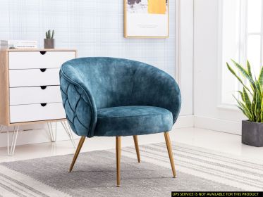 Gorgeous Accent Chair Button-Tufted Back Covering Blue with Metal Legs