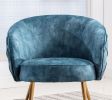 Gorgeous Accent Chair Button-Tufted Back Covering Blue with Metal Legs