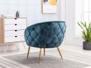 Gorgeous Accent Chair Button-Tufted Back Covering Blue with Metal Legs