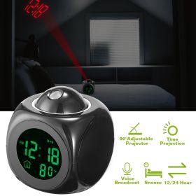 LCD Projection Alarm Clock Battery Powered with Voice Broadcast