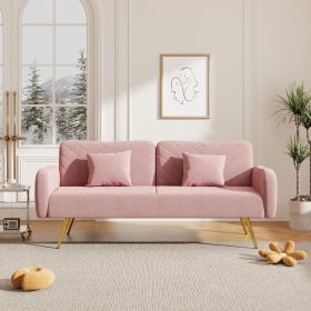 Fabulous Pink Double Sofa with Split Backrest and Two Throw Pillows