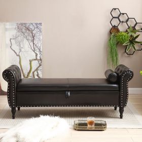 Upholstered Flip Top Bench with Storage and Tufted Nail Head