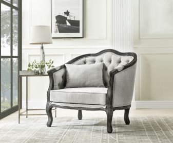 ACME Samael Chair w/Pillow, Gray Linen & Dark Brown Finish