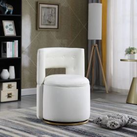 360° Swivel Accent Chair, Storage Function, Gold Metal Base [Video]