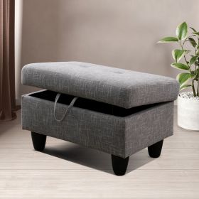 Grey Linen Ottoman