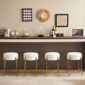 Set of 2, 24" Tall, Contemporary Upholstered Round Bar Stools