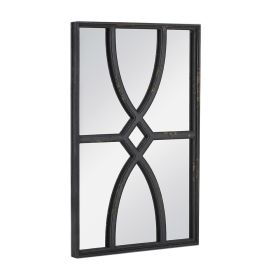 Rectangular Wooden Wall Mirror with Antique Black Frame, Set of 2