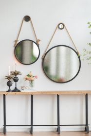 Cleveland Circle Mirror - Grey Round Metal Frame