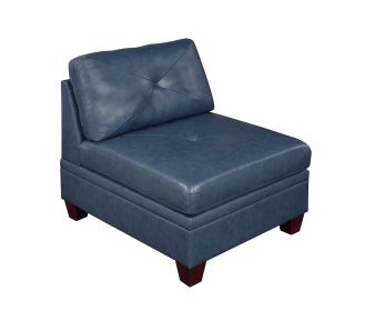 1 Pc Contemporary Genuine Leather Armless Chair - Ink Blue