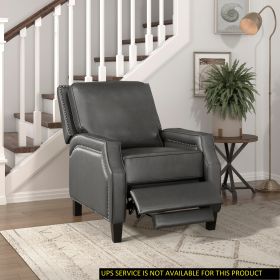 Transitional Style Reclining Chair, Grey Faux Leather