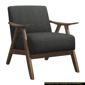 1 Pc Upholstered Accent Chair and Seat Walnut Finish - Dark Grey