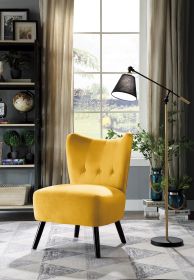 Unique Style Accent Chair - Yellow Velvet Covering