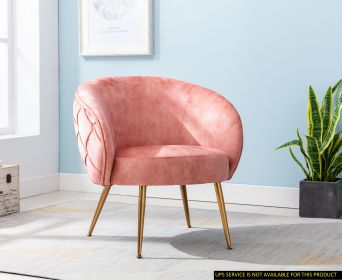 Rose Color Velvet Upholstered Accent Chair with Metal Legs