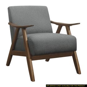 1 Pc Modern Upholstered Accent Chair in Walnut Finish Wood, Grey