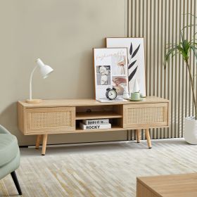 55.12" Rattan TV Cabinet, Natural