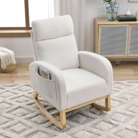 [Video] Welike 27.6"W Modern Accent Arm Rocking Chair - Ivory