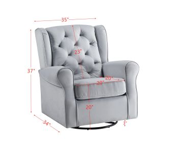 ACME Zeger Swivel Chair with Glider, Gray Fabric