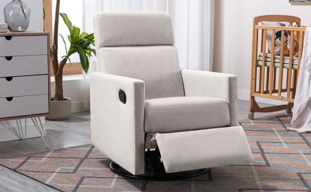 Modern Glider Swivel Recliner Chair, Tan