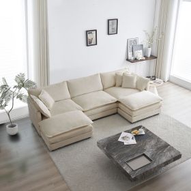 U-Shaped Sectional Sofa with Reversible Footrest with 2 Ottomans