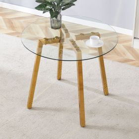 Modern Luxurious Round Tempered Glass Coffee Table with Metal Legs