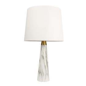 Enclave Hydro White Table Lamp with On/Off Switch/Faux Marble Base/Fabric Shade