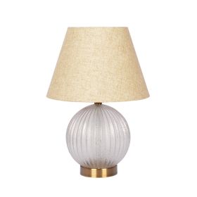 Serenity Round Ribbed Glass Lamp, Large Linen Shade