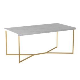 Modern Glam Metal and Faux Marble Coffee Table