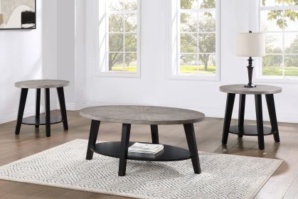 Contemporary 3 Pc Oval Cocktail Set, Gray