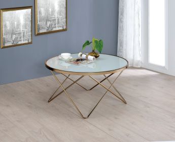 Valora Frosted Glass Top & Champagne Finish Coffee Table