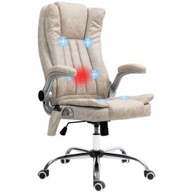 HOMCOM High Back Vibration Massage Office Chair, Cream White