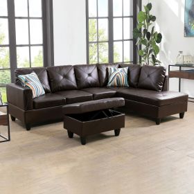 Brown Faux Leather Sofa 3-Piece