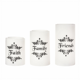 EcoGecko Flameless, Battery Operated Wax Pillar Candles, Set of 3