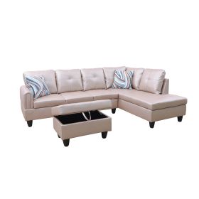 Latte Faux Leather Living Room Sofa