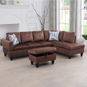 3-Piece Microfiber Living Room Sofa, Brown