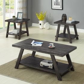 Set of 3 Athens Contemporary Replicated Wood in Charcoal Finish