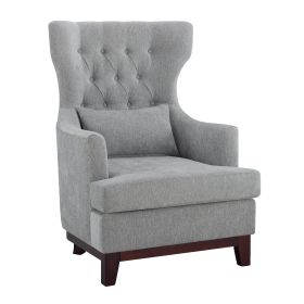 1 Pc Wing-Back Accent Chair, Light Gray Fabric