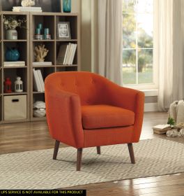 1 Pc Orange Fabric Upholstered Accent Chair with Espresso Finish Legs