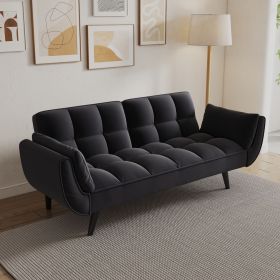 Sofa Bed, Two Armrests, Black