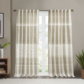 Cotton Printed Curtain Panel with Chenille Detail and Lining