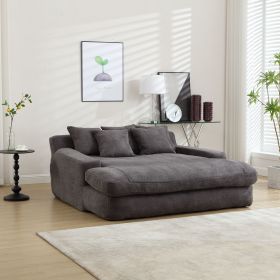 COOLMORE Seersucker 2-Seater Sofa with 5 Back Pillows, (Gray)