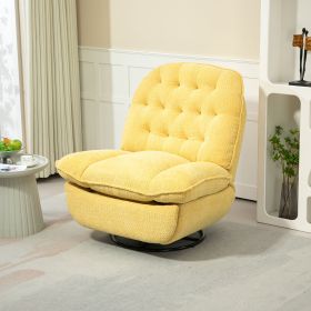 Swivel Recliner Adjustable Chair, Yellow Chenille Fabric