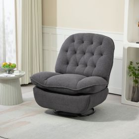 Swivel Recliner Adjustable Chair, Chenille Fabric, Black Metal Round Base, Gray