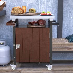 Indoor/Outdoor Cart with Stainless Steel Tabletop with Storage