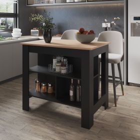 Aztec Kitchen Island, Light Pine/Black