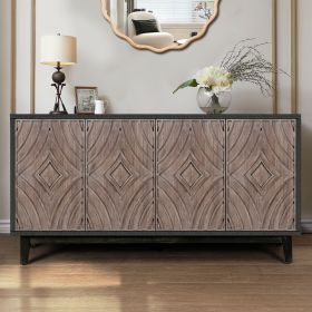 Mid Century Sideboard Buffet Cabinet with Solid Wood Legs