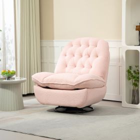 Swivel Recliner Adjustable Chair, Pink Chenille Fabric