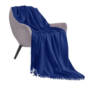 SOGA Royal Blue Acrylic Knitted Throw Blanket