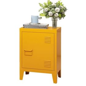 Modern Nightstand - Metal Bedside Storage Cabinet with Shelf