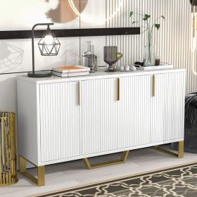 Sideboard Cabinet with Four Doors, Metal Handles, Legs and Adjustable Shelves