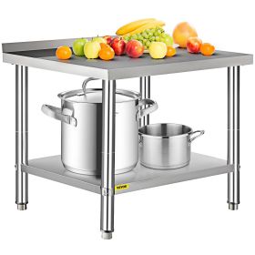 VEVOR Stainless Steel Heavy Duty Metal Worktable and Adjustable Undershelf